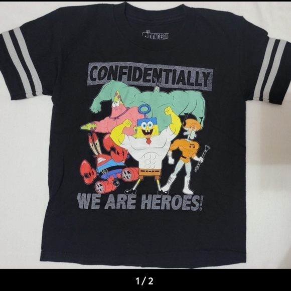 Nickelodeon SpongeBob Boys Black Short‎ Sleeve T-Shirt, Size 7 - Picture 1 of 2